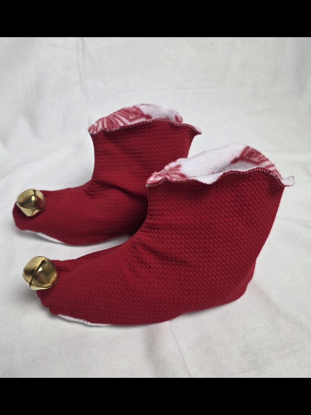 Red Holiday Christmas Elf Booties with Jingle Bells, Kids Size 11, 12, 13, 1